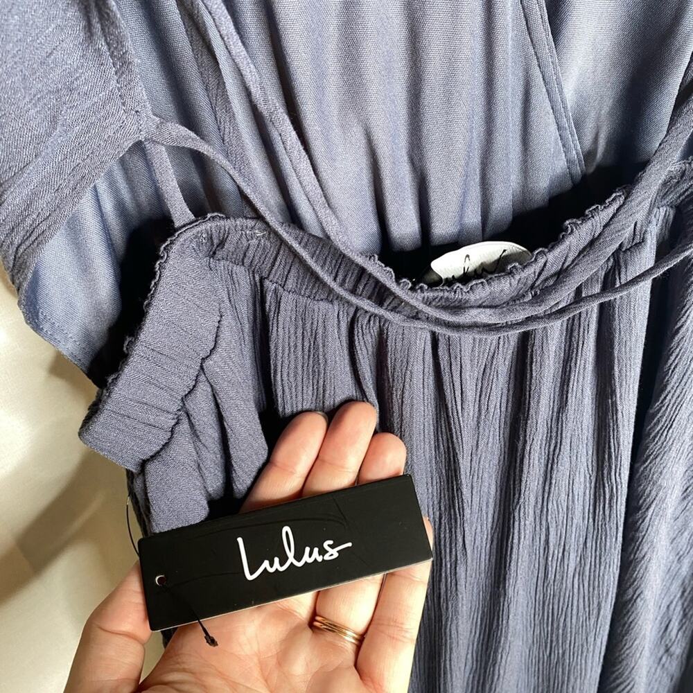 Lulu's Lost In Paradise Navy Blue Maxi‎ Dress brand new open back strappy large - Picture 5 of 8